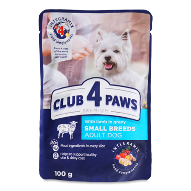 Конс "Клуб 4 лапи" Premium д/соб.мал.пор ягня в соусі 100г