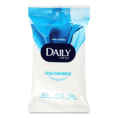 Серветки вологі "Daily Fresh" Універсальні 15шт