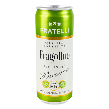 Напій винний газ "Fragolino Bianco" біле н/сол 0.33л ж/б /Fratelli/