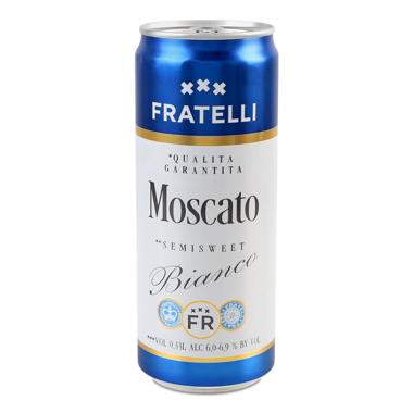 Напій винний газ "Moscato Bianco" біл н/сол 0.33л ж/б /Fratelli/