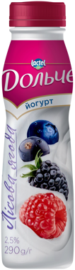 Йогурт "Дольче" лісові ягоди 2.5% 290г пляшка
