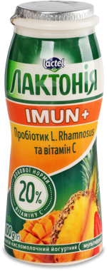 Напій кисломол "Лактонія" Імун+ Мультифрукт 1.5% 100г
