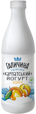 Йогурт "Карпатський" Абрикос 2.2% 800г пляшка /Галичина/