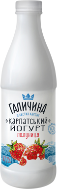 Йогурт "Карпатський" Полуниця 2.2% 800г пляшка /Галичина/