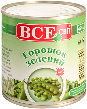 Горошок зелений ж/б 425мл /Всесвіт/