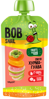 Пюре "Bob Snail" Смузі Хурма-Рожева Гуава 120г пауч