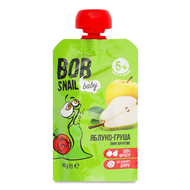 Пюре фруктове "Bob Snail" Яблуко-Груша 5м+ 90г д/п