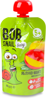 Пюре фруктове "Bob Snail" Яблуко-Манго 5м+ 90г д/п