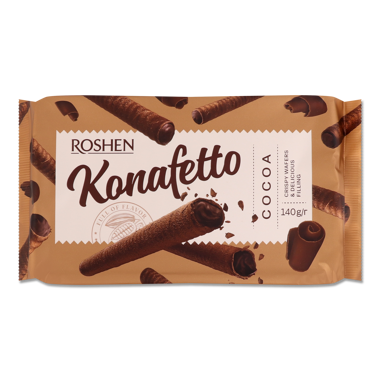 Вафельні трубочки "Konafetto" крем-какао 140г /Рошен/