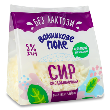 Сир кисломолочний безлактозний 5% 330г /Волошкове Поле/