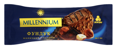 Морозиво "Millennium" шоколад-фундук 80г /Рудь/