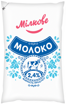 Молоко 2.4% пастер плівка 870г /Мілкове/