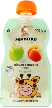 Пюре "Малятко" яблуко-персик з цук д/п 90г /Еконія/