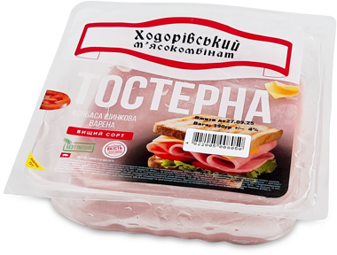 Ковбаса Тостерна шинкова в/г наріз. 390г."Ходорівський МК"