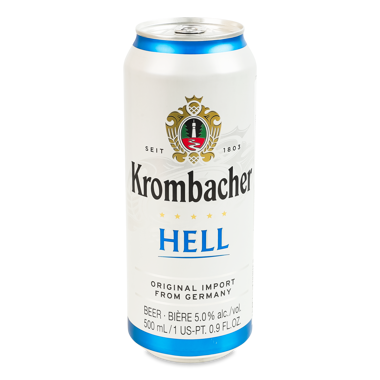 Пиво "Krombacher Hell" світле 5% 0.5л ж/б /Німеччина/