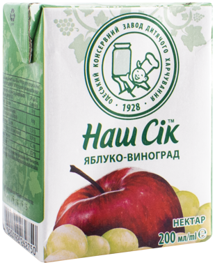 Нектар "Наш Сік" яблуко/виноград 0.2л /ОКЗДХ/