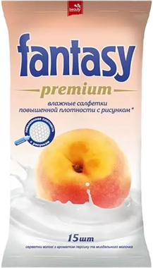 Серветки вологі "Fantasy Premium" персик-мигд мол 15шт