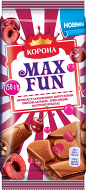 Шоколад "Корона Макс Фан" мол пряна вишня 150г /Крафт/
