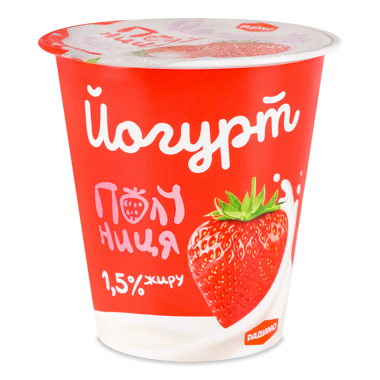 Йогурт "Полуниця" 1,5% 125г стакан /РадиМо/
