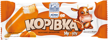 Морозиво "Корівка Му-ууу" двошар смак карам 65г /Лімо/