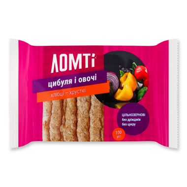 Хлібці хрусткі цибуля та овочі 100г /Ломті/