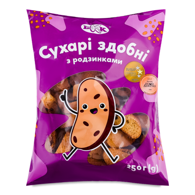 Сухарі здобні з ізюмом 250г /БКК/