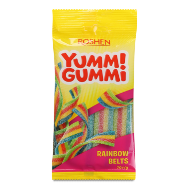 Цукерки желейні "Yummi Gummi" Sour Belts 70г /Рошен/