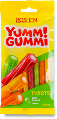 Цукерки желейн "Yummi Gummi" Twists 70г /Рошен/