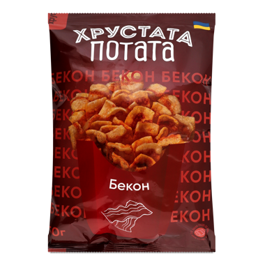 Снеки "Хрустата потата" зі смаком бекону 50г 