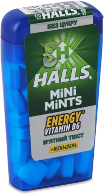 Льодяники "Halls" Mini Mints ментол/віт B6 12.5г 