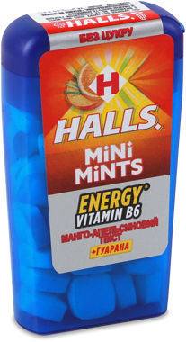 Льодяники "Halls" Mini Mints манго/апельсин/віт B6 12.5г 