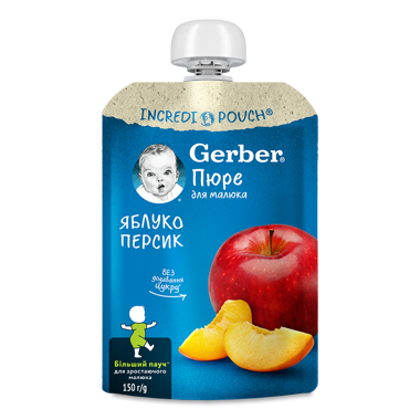 Пюре "Gerber" яблуко/персик пауч 150г /Nestle/