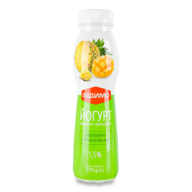 Йогурт "Манго-Ананас" Лактоімун 1.5% пет 270г /РадиМо/