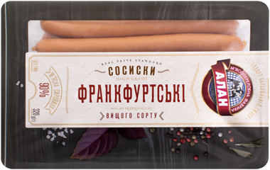 Сосиски Франкфуртські вар. 320г."Алан"