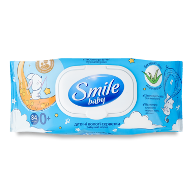 Серветки вологі Smile Baby Алоє 84шт з клапаном