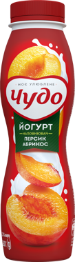 Йогурт питний ЧУДО абрикос-персик 260г пет 2.5%