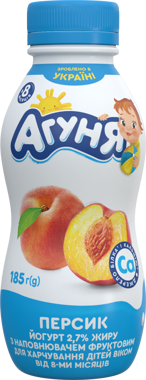 Йогурт "Агуня" персик 2.7% бут 185г