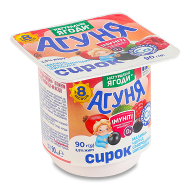 Сирок дит "Агуня" ІМУНІТІ мал/смород/шипш 3.9% ван 90г