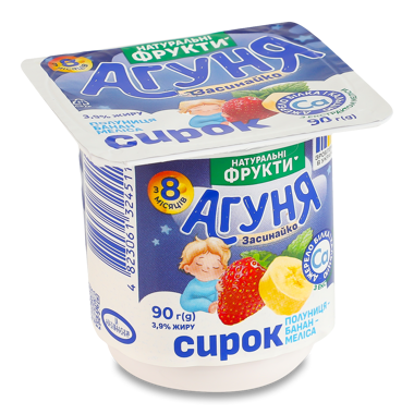Сирок дит "Агуня" полуниця/банан/меліса 3.9% ван 90г