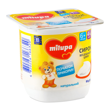Сирок "Мілупа" 4% Натуральний 90г ст