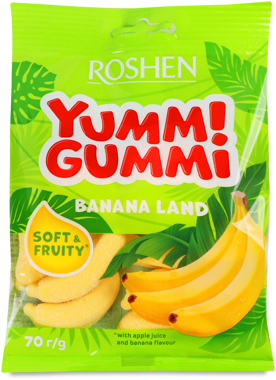 Цукерки желейні "Yummi Gummi" Banana Land 70г /Рошен/