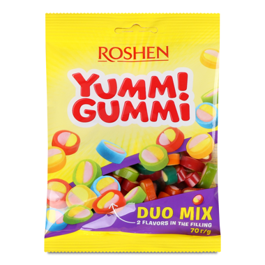 Цукерки желейні "Yummi Gummi" Duo Mix 70г /Рошен/