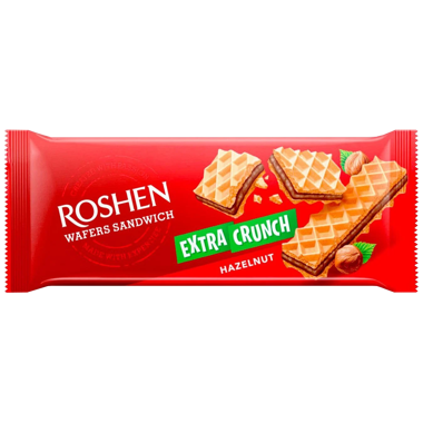 Вафлі "Roshen Wafers Sandwich Crunch" горіх 142г /Рошен/