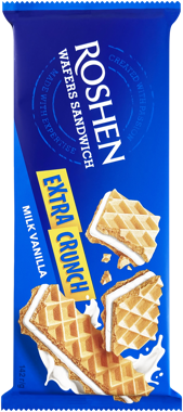 Вафлі "Roshen Wafers Sandwich Crunch" молоко/ваніль 142г /Рошен/