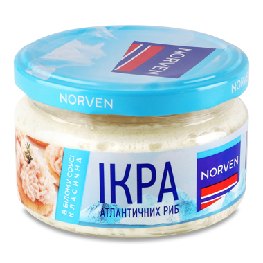 Ікра атл риб в білому соусі класична 160г /Norven/