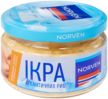 Ікра атл риб в білому соусі з копченим лососем 160г /Norven/