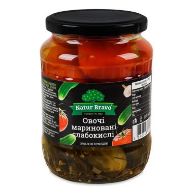 Овочі мариновані слабокислі 720мл /Natur Bravo/ 