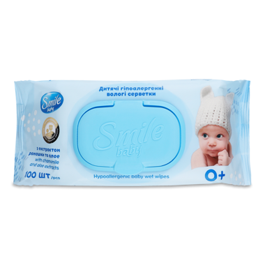 Серветки вологі Smile Baby алоє/ромашка 100шт з клапаном