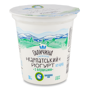 Йогурт "Карпатський" з вершками 8% 280г ст /Галичина/