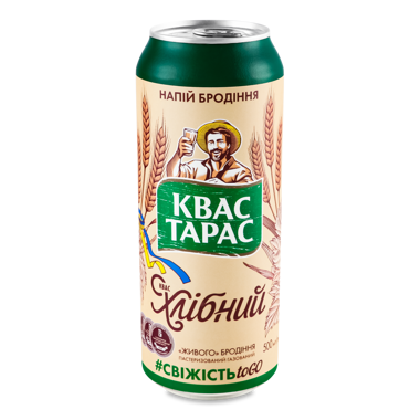 Квас "Квас Тарас" хлібний 0.5л ж/б